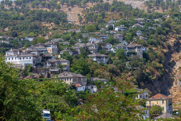 Obraz premium Gjirokastra Cityscape with Historic Ottoman Houses