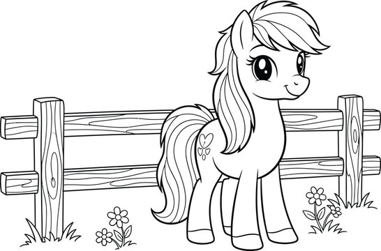Applejack pony coloring page farm animal illustration for kids and toddlers