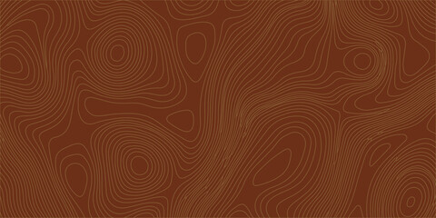 Brown abstract topographic vector illustration with wavy lines and contours texture background © Lily