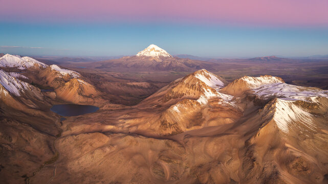 Scenic snow-capped volcano view in Sajama National Park