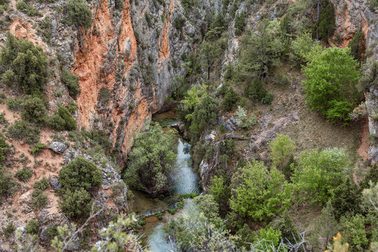 Tranquil river gorge in Estrechos del Rio Ebron