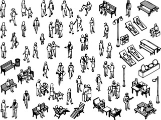 Obraz premium Minimal Top View People Collection for Landscape Plans