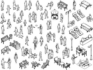 Obraz premium Minimal People Plan Vector Set for Architectural Drawings