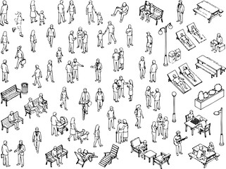 Obraz premium Professional Top View People Vector Set for Site Plans