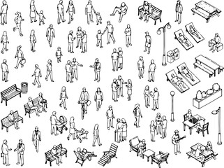Obraz premium Top View People Vector Set for Architectural Plans