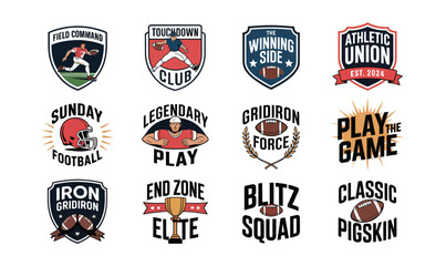 Naklejka premium American football team badges and collegiate sports logo emblems vector illustration set