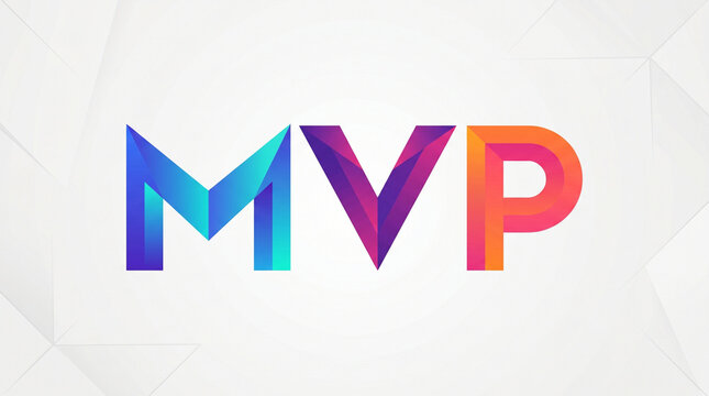 MVP Geometric Vector Typography With Colorful Gradients On Light Background