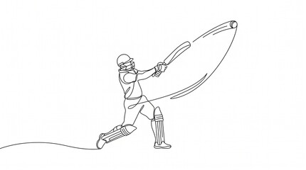 Obraz premium Luxury Minimalist Cricket Banner with Continuous One Line Batsman Illustration