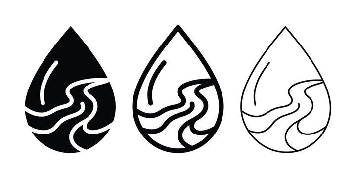 Hydrology icon silhouette vector, bold outline and line art design
