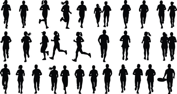 Runners move quickly in various black.
