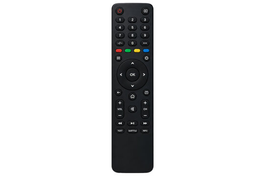 Detailed view of a modern television remote control for easy navigation