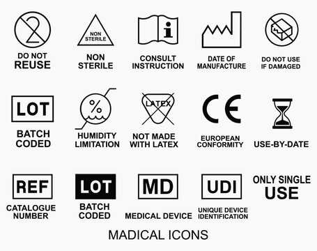 Medical Device Symbol Icon Set Do Not Reuse Sterile Lot UDI