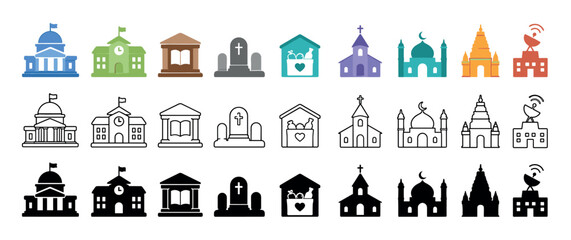 Fototapeta premium Collection of diverse icons representing family, disability, data, security, and community