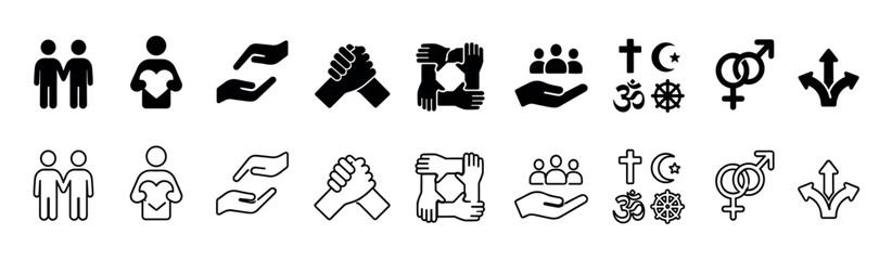 Obraz premium Collection of icons representing diversity, equality, and inclusion concepts