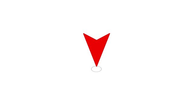 Minimalist red map location pin animation on white background, for navigation and, travel ui marker 4K Animated.