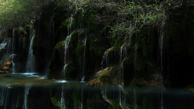 Serene cascades of the Cuervo River landscape