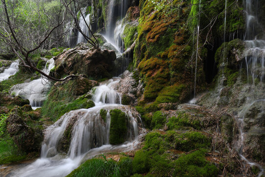 Serene cascades of the Cuervo River landscape