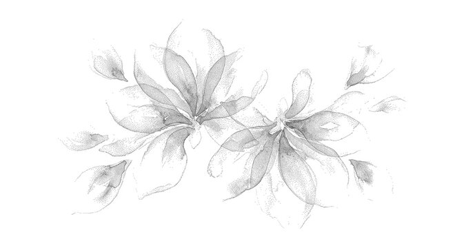 Abstract halftone flower vector illustration with stipple and dither texture effect elegant grunge stippled floral background with grainy dithered vector elements