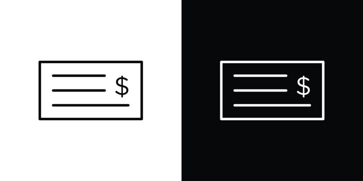 Money check icon in vector. Logotype icons