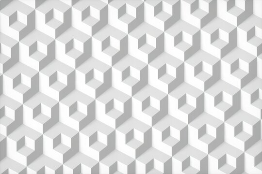Geometric 3D cube pattern background in clean white tones