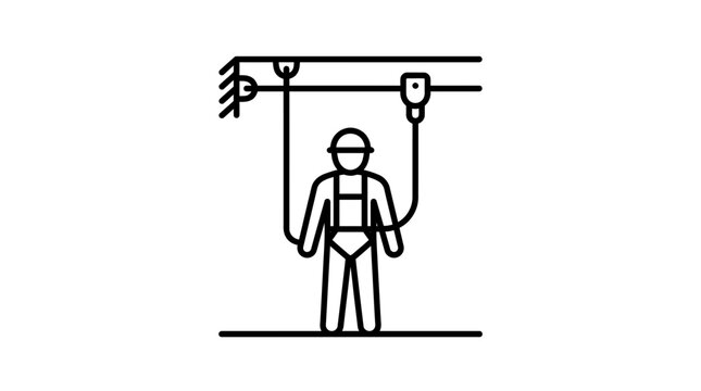 Worker Safety Harness Icon: Fall Protection System for High-Altitude Construction