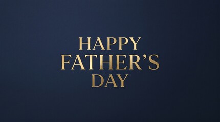 Obraz premium Happy Father's Day gold typography on dark blue background, elegant Father's Day greeting card design, luxury golden text for holiday celebration