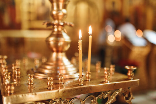 Spiritual candles on a golden altar