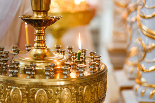 Golden altar with glowing spiritual candles