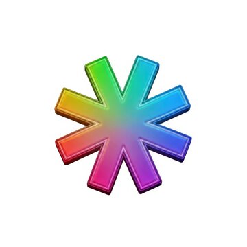 A magnified typographic asterisk symbol, often used as a footnote indicator, signifying important details, corrections, or necessary disclaimers in information, important, computing, notation
