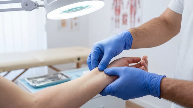 Specialist performing myofascial release on patient forearm