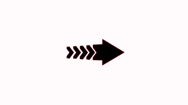 Direction arrow icon loop animation on white background. Arrow moving right forward symbols animation. Forward chevrons moving right. Arrows indicates the direction of the overlay with alpha channel