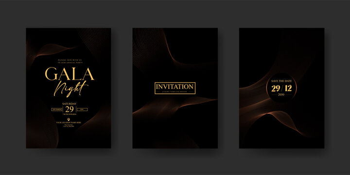 Premium Gala Night Invitation Set with Black Gold Luxury Aesthetics, Elegant Event Templates and Exclusive Celebration Covers