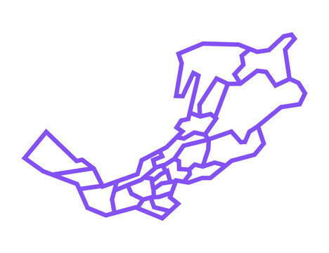 Republic of Buryatia map with district boundaries: violet outline