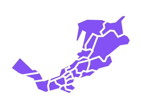 Republic of Buryatia map with district boundaries: jamun purple