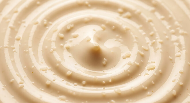 Creamy Tahini Swirl with Sesame Seeds Macro Shot, Food Texture Background