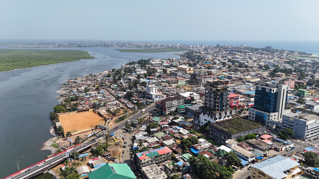 Aerial view of Monrovia Cityscape Liberia  