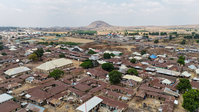 Scenic aerial view of low income residential area in Abuja Nigeria 