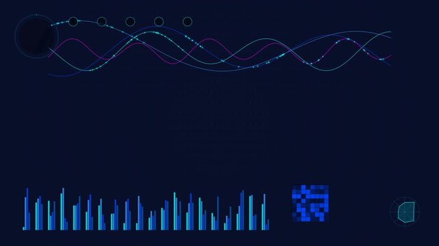 Motion Data Visualization with Dynamic Blue Graphs and Waveforms for Scientific Analysis.