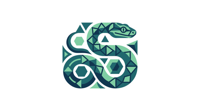 Stylized Geometric Snake Logo - Abstract Serpent Icon