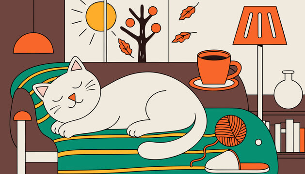 Cat sleeping on sofa
