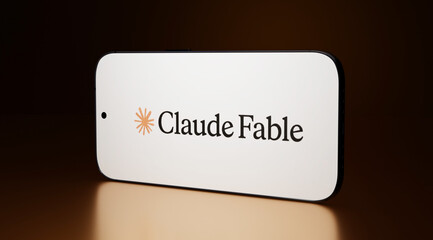 Naklejka premium Claude Fable Logo on White Smartphone, Anthropic AI Storytelling App