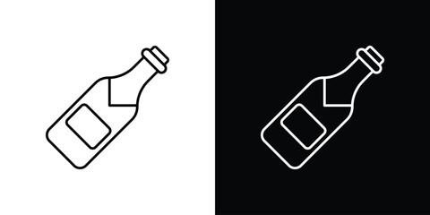 Champagne bottle icon symbol black illustration set. line and flat designs © Taylor