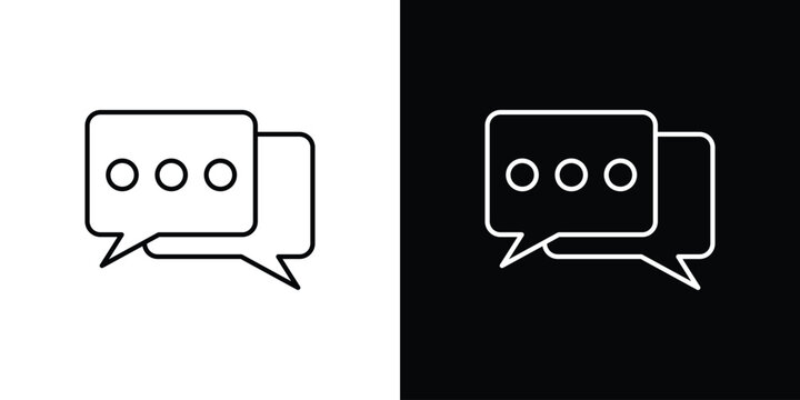 Chat icon symbol black illustration set. line and flat designs