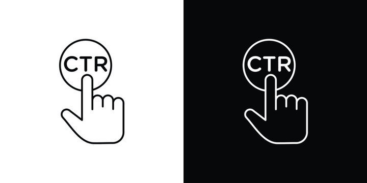 CTR icon symbol black illustration set. line and flat designs