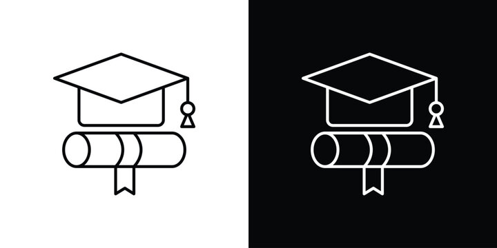 Degree icon symbol black illustration set. line and flat designs