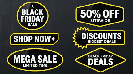Obraz premium Black Friday sale discounts promotional labels