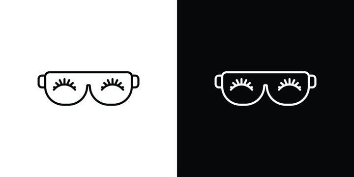 Eye mask icon symbol black illustration set. line and flat designs