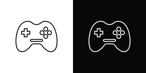 Game controller icon symbol black illustration set. line and flat designs © Taylor