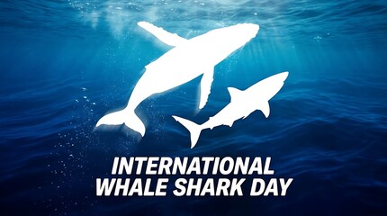 Celebrate international whale shark day with underwater marine life illustration concept