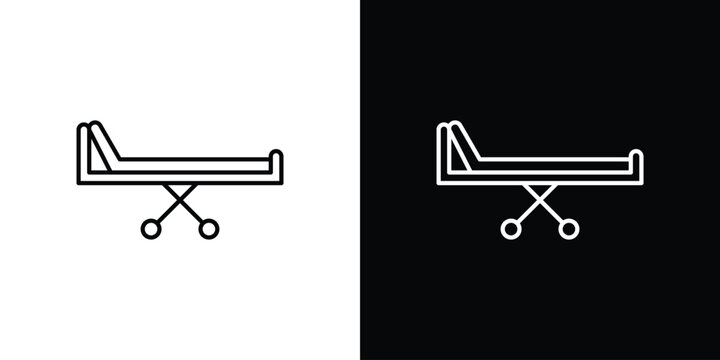 Hospital bed icon symbol black illustration set. line and flat designs